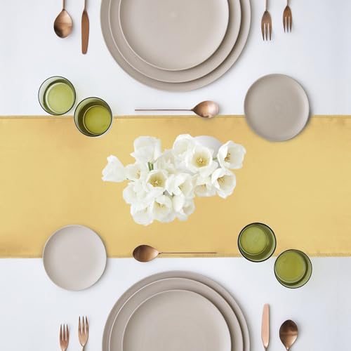 Light Gold Satin Table Runner 12x108 Inch Pack of 4 - Elegant Wedding & Party Decor