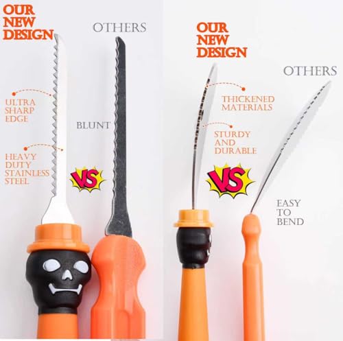 Black 3-Piece Pumpkin Carving Kit Set - Heavy Duty Stainless Steel Halloween Tools