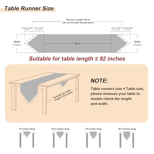 Jacquard Table Runner 108 Inch Long Beige and White Elegant Home Decor - Variation of THIS listing