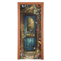 Spring Flower Wood Door Cover - Stretch Fabric Porch Decoration 35x79 in - Spring Flowers Variation