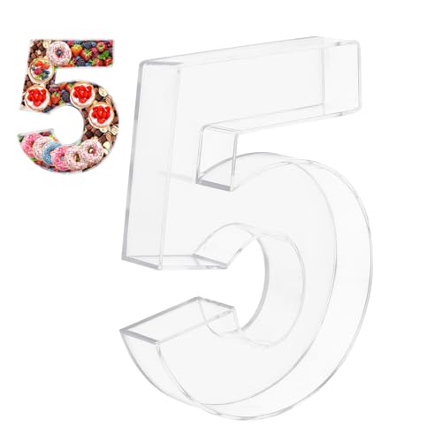 10-Inch Acrylic Number Box - Number 5 Reusable Fillable Tray for Party Decorations