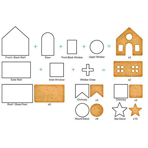 3D Gingerbread House Cookie Cutter Set - 10-Piece Holiday Baking Kit