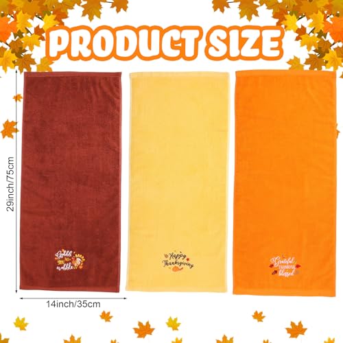 Halloween Hand Towels Set - Multicolor Embroidered Turkey - 3 Pieces, Autumn Decor