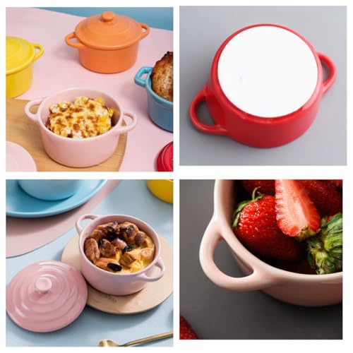 7 OZ Pink Ceramic Candy Bowl with Lid - Small Snack Fruit Dish