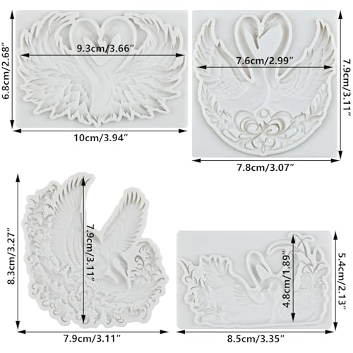 Swan Silicone Fondant Mold Set - Animal Cake Decorating Molds - Style B