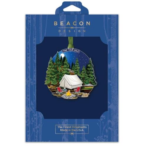 Nature Camping Ornament with Red Forest Chair and Tent - Handcrafted Holiday Decor