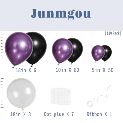 Black and Metallic Purple Balloon Garland Kit - Galactic Themed Party Decorations