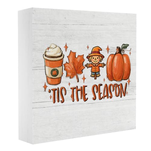 Fall Thanksgiving Decorations for Home Office - Tis' the Season Scarecrow Sign - A Fall 08
