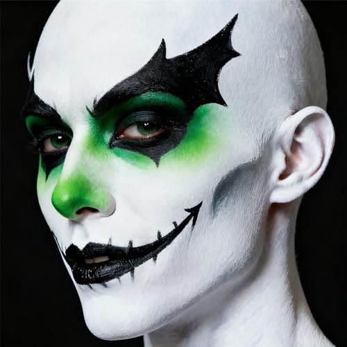 Clown White Black Green Face Makeup Sticks - Waterproof SFX & Halloween Set - Variation: White+Black+Green