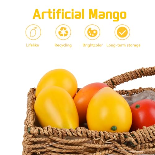 Artificial Mango Fake Fruit for Kitchen & Party Decor - 6pcs Yellow