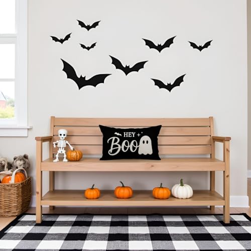 Halloween Throw Pillow Cover 12x20 Inch Black Ghost Decor - Pack of 1