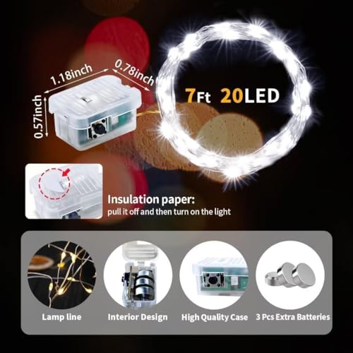 50 Pack White Fairy Lights Battery Operated 7FT Waterproof String Lights with 3 Modes for Wedding Christmas Party Decor - Variation of THIS listing