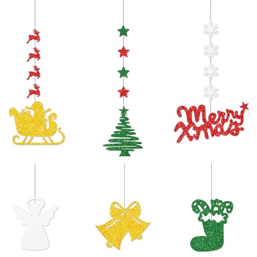 6Pcs Christmas Hanging Pull Flowers Decor - Holiday Ceiling & Tree Decorations