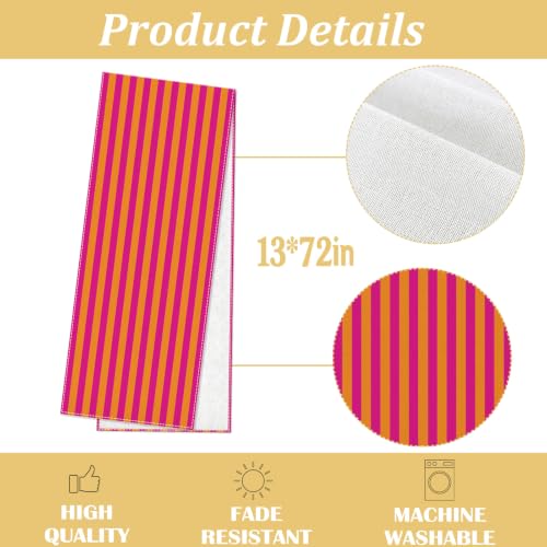 Heyfary Orange and Pink Cabana Table Runner 13x72 Inches Sunset Party Decor