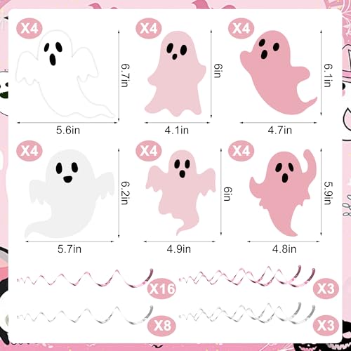 Halloween Ghost Hanging Streamers Set - Pink Ceiling Decorations for Kids Parties