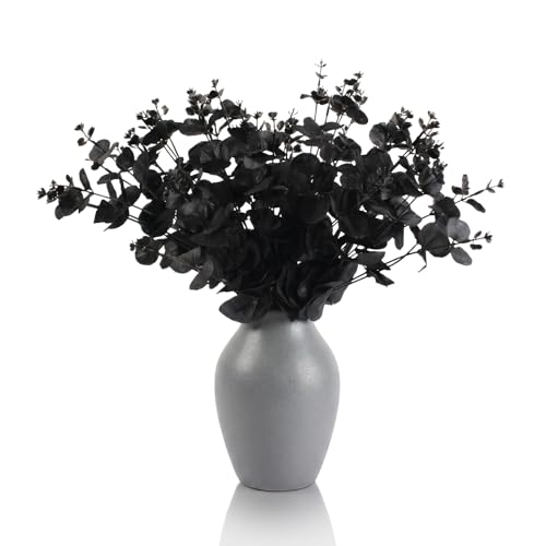 Artificial Black Eucalyptus Stems 12 Pcs 14 Inch Faux Eucalyptus Branches for Decor