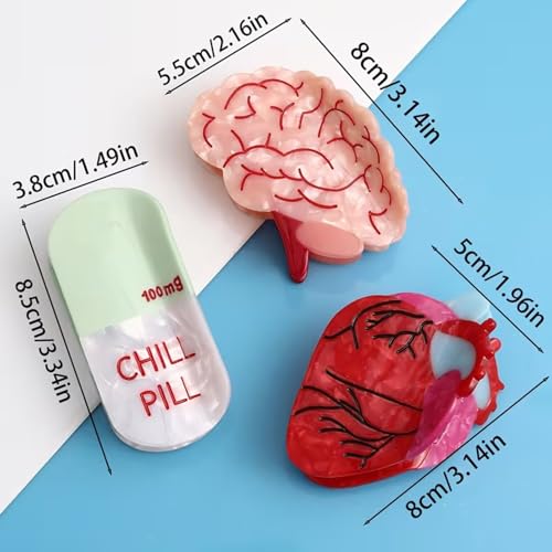 Brain Claw Hair Clip with Realistic Brain Tissue Design - No-Slip Acetate Hair Accessories, Color10