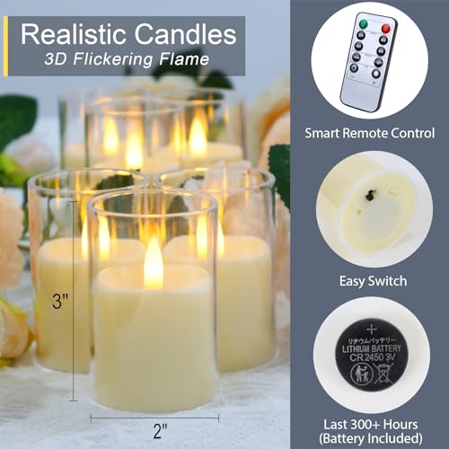 6 Pack Flameless LED Votive Candles with Timer & Remote - Safe, Long Lasting Battery Operated Decor