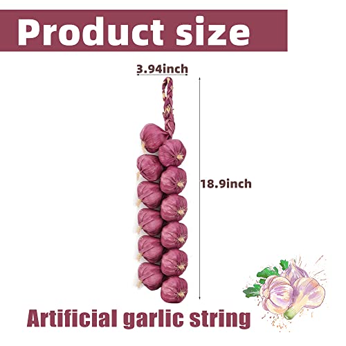 Purple Artificial Onion Strings 3 Pack - Realistic Fake Garlic Garland for Home Kitchen Party Decor