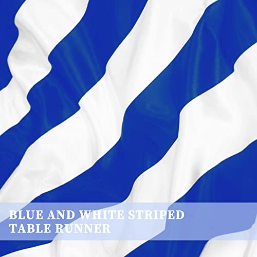 Blue & White Striped Table Runner 12x72 Inches Set of 10 - Elegant Linen Decor