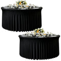 Black 120 Inch Round Fitted Tablecloth Set for 5ft Tables - 2 Pack