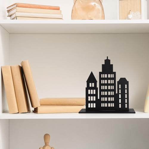 3pcs Wooden Skyscraper Party Decorations Black - Urban Skyline Centerpieces