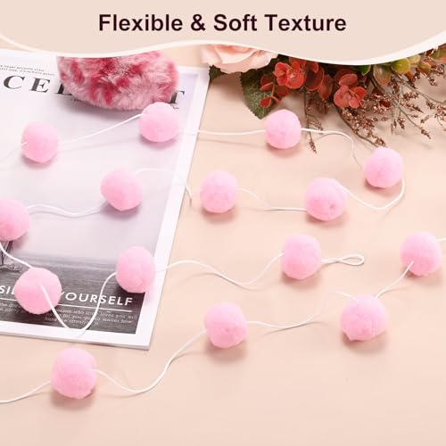 Pink Felt Ball Garland 6.6ft Party Home Decor Birthday Wedding Festive Banner - Variation of 6