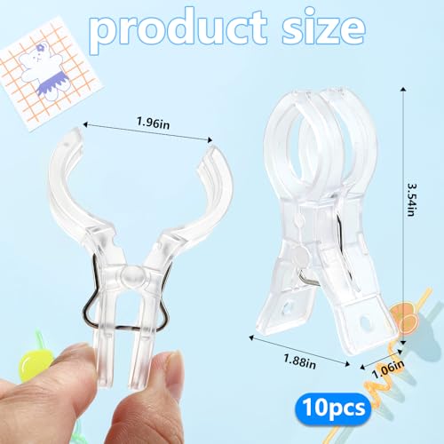Clear Plastic Balloon Arch Clips - 10 pcs, 3.5 Inch Spring Clamps for Decorations