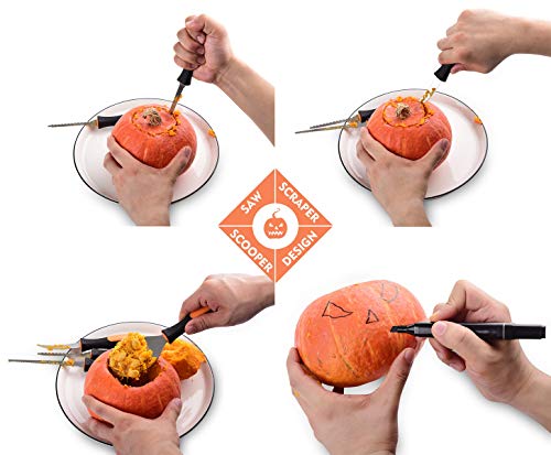 Halloween Pumpkin Carving Kit 9-Piece Stainless Steel Tools with Stencils & Storage