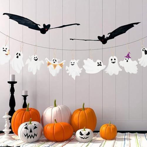 Halloween Ghost Wooden Ornaments - Classic-1 20Pcs Spooky Tree Decorations