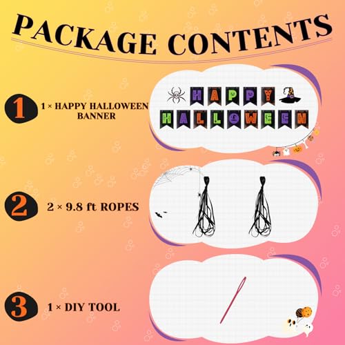 Halloween Banner Hanging Paper Garland - Black Halloween Party Decor