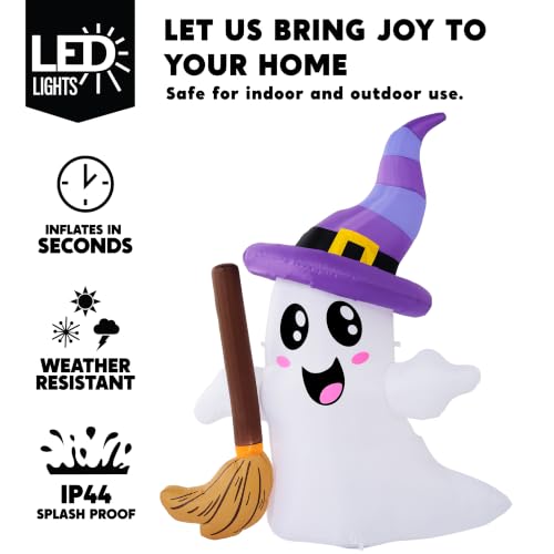 Halloween Inflatable Ghost with LED Lights, 6 Feet Outdoor Yard Decoration