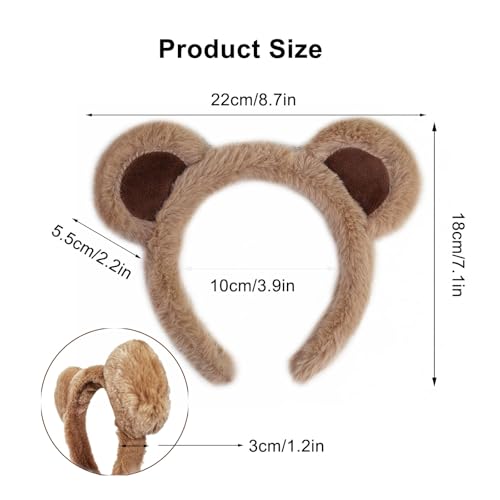 Khaki Bear Ears Headband Animal Hair Accessory for Cosplay & Party