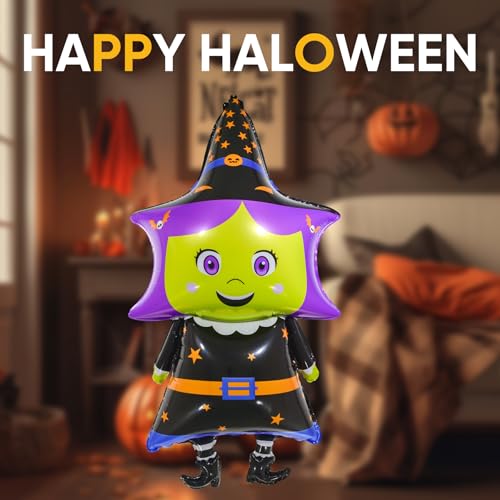 Halloween Foil Balloons 3 Pack - Bat Witch Haunted House Indoor Decorations
