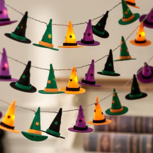 Halloween Witch Hat String Lights - 9.8ft 20 LED Decorative Lights for Party & Home Decor