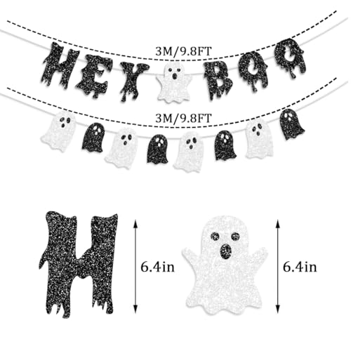 Halloween Banner Decorations Hey Boo Ghost Party Pre-Stringed Festive Wall Hangings