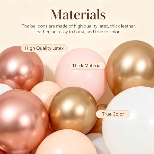 Rose Gold Balloon Arch Kit with 129 Balloons for Party Decorations