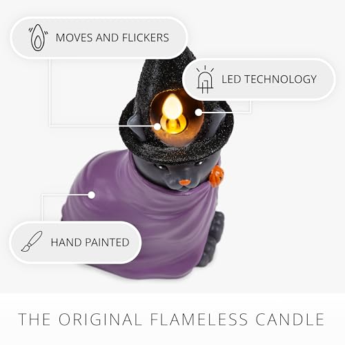 Flameless Flickering Moving Flame Halloween Cat Candle - Witch Cat Variation