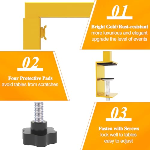 Gold Over The Table Rod Stand with Clamps - Adjustable Table Arch Banner Holders