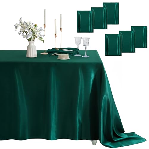 Blackish Green Satin Table Cover 60x102 Inches - Pack of 6, Rectangular