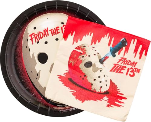 Friday the 13th Party Pack - 32 Pack Plates & Napkins - Bloody Horror Design