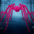 Pink Halloween Giant Spider Decorations Set - 10 Ft & 5 Ft Spiders for Indoor Outdoor Decor