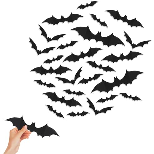 Halloween Bat Wall Decals - 80pcs 3D Spooky Indoor Outdoor Decor Set