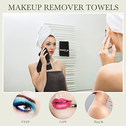 Black Cotton Makeup Towels Washcloths Bulk 50 Pcs 10 x 10 Inch - Soft & Absorbent