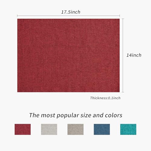 Rectangle Table Cloth 17.5x14 Inches - Ruby Red 6 Pieces - Waterproof & Linen Feel