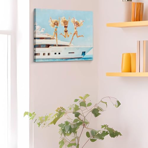 Women Yacht Coastal Canvas Wall Art - Trendy Cruise Party Decor - Doll Variation