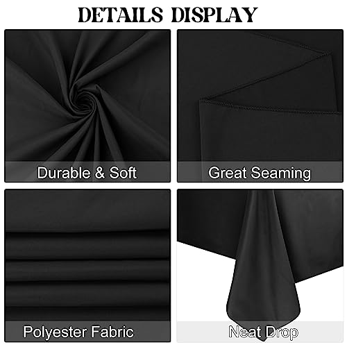 60x102 Inch Black Rectangle Table Cover - Pack of 6 Washable Polyester Tablecloths