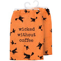 Halloween Kitchen Towel - Wicked Without Coffee Witch Design