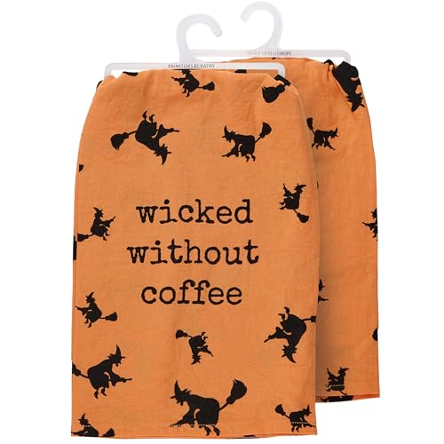 Halloween Kitchen Towel - Wicked Without Coffee Witch Design