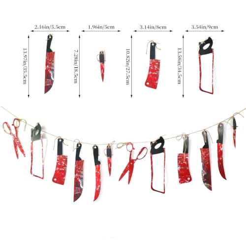 Halloween Bloody Banner Decorations, 12-Pack Creepy Horror Party Garland